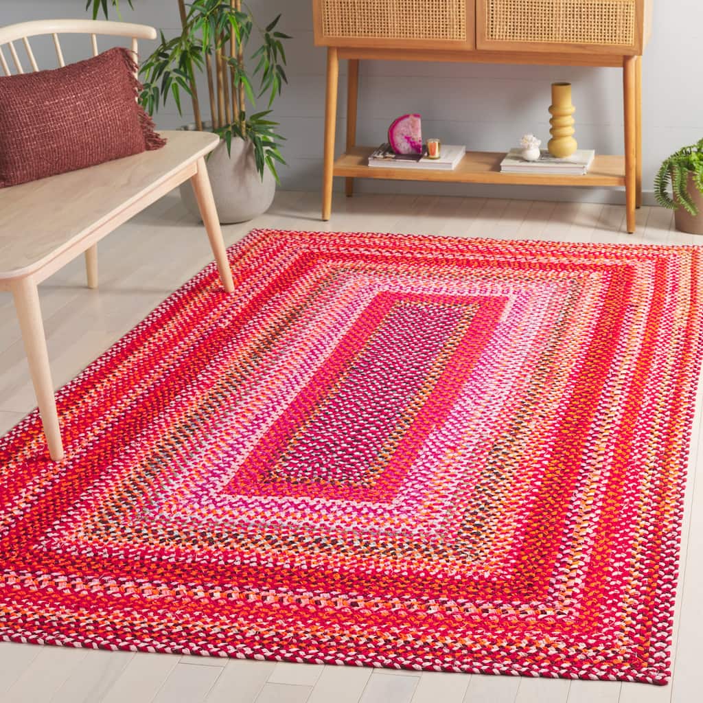 SAFAVIEH Handmade Braided Ruby Cotton Reversible Rug