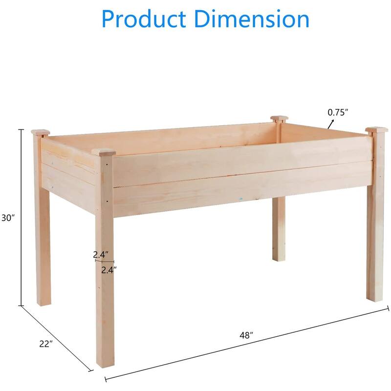 SUNCROWN Outdoor 4-foot Wooden Raised Garden Bed Elevated Planter Box