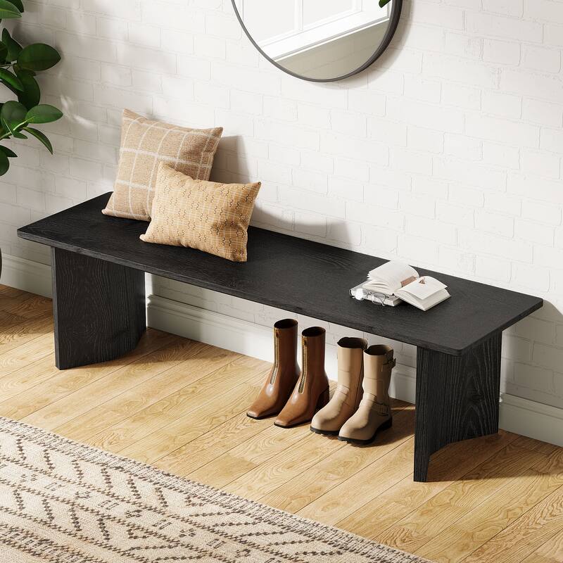 55-Inch Solid Wood Bench with Removable Cushion