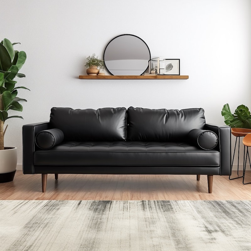 Rumsey 70" Vegan Leather Sofa - Black