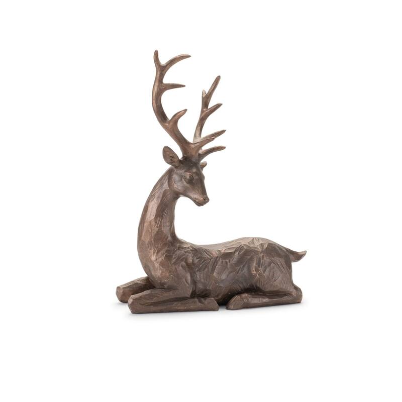 Deer Christmas Figurine Decorations - 18" - Bronze - Set of 2