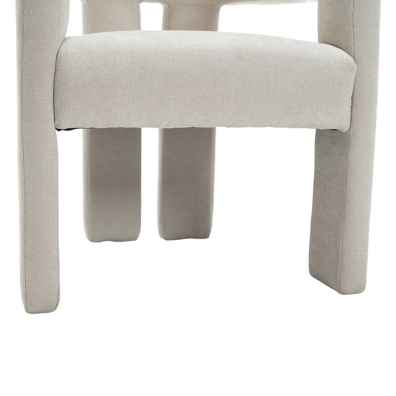 Chenille Fabric Upholstered Barrel Chair Set of 2 with Solid Wood Frame and Ergonomic Back Support