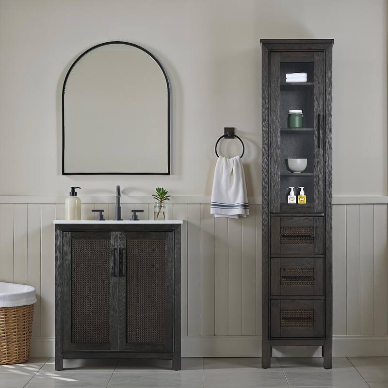 Winslow 16-28 Inch Bath Storage Glass Cabinet