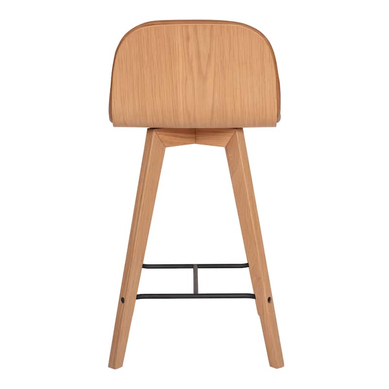 Aurelle Home Natina Modern Wood and Leather Counter Stool