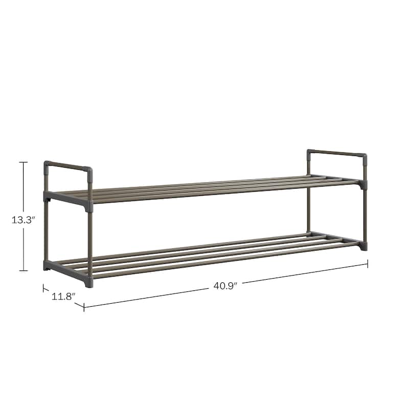 Shoe Rack - 2-Tier Shoe Organizer Shelf Holds 10 Pairs Sneakers, Heels, Boots by Home-Complete (Gray)