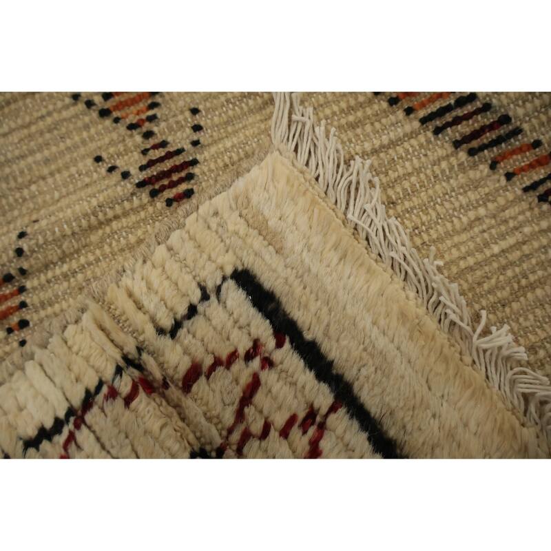 Hand Knotted Oriental 100% Wool Carpet Modern Tribal Beige & Ivories Moroccan Area Rug - 10' 0'' X 6' 4''
