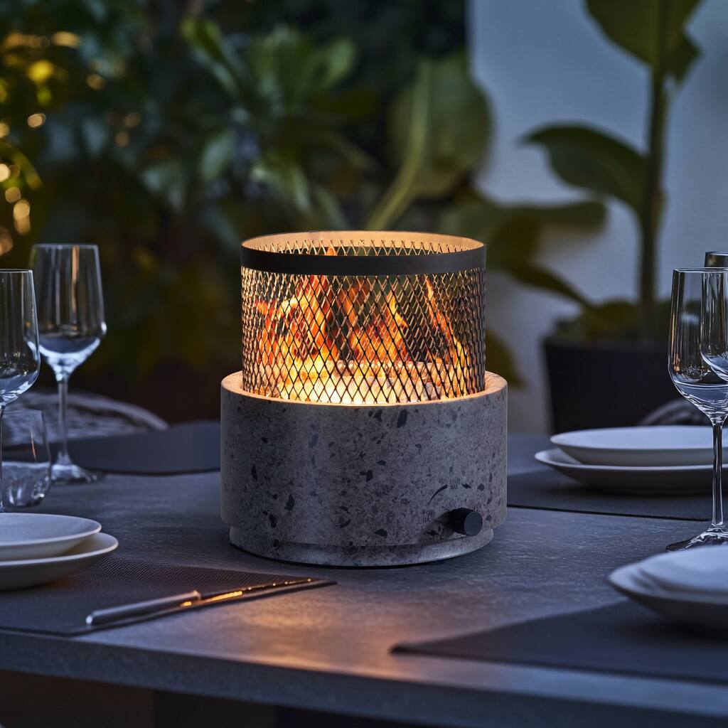 Sunjoy 11.8 Portable Propane Fire Pit Adjustable Flame Tabletop Design Stainless Steel Burner