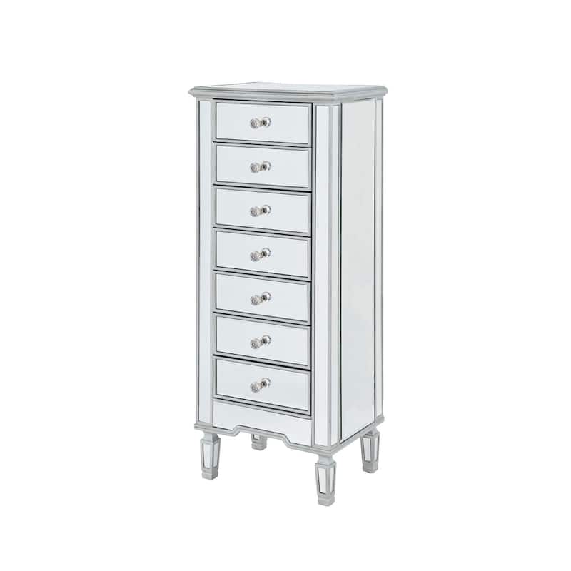 Lingerie Chest 7 drawers 20"W x 15"D x 48"H in antique silver paint