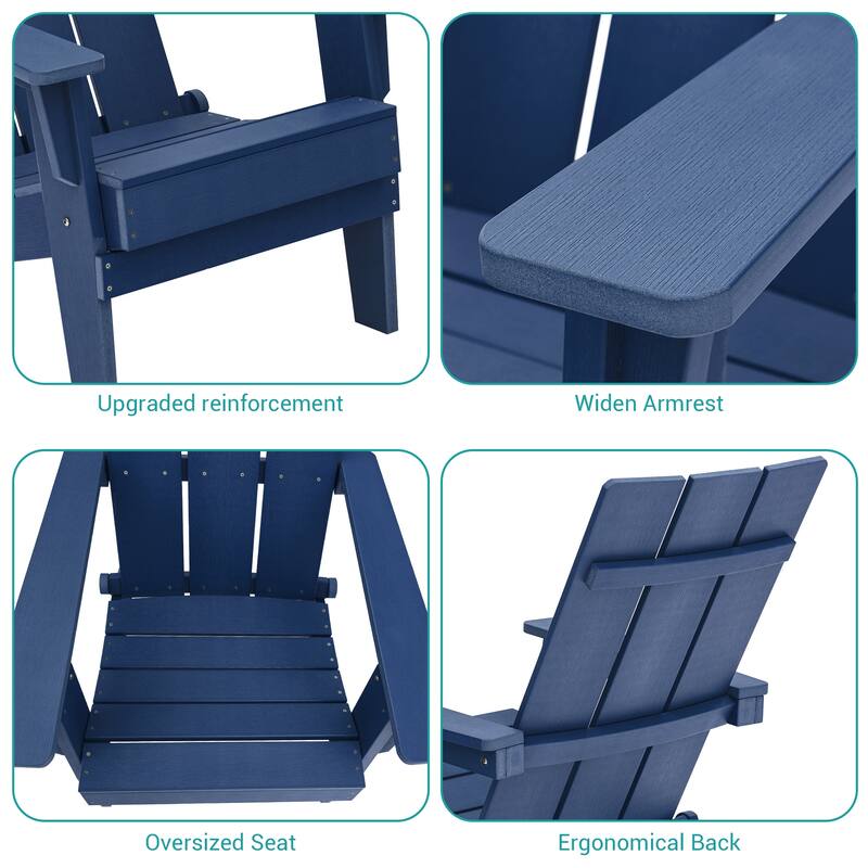 BONOSUKI Patio Folding Adirondack Chair,Waterproof HIPS,Wide Armrests