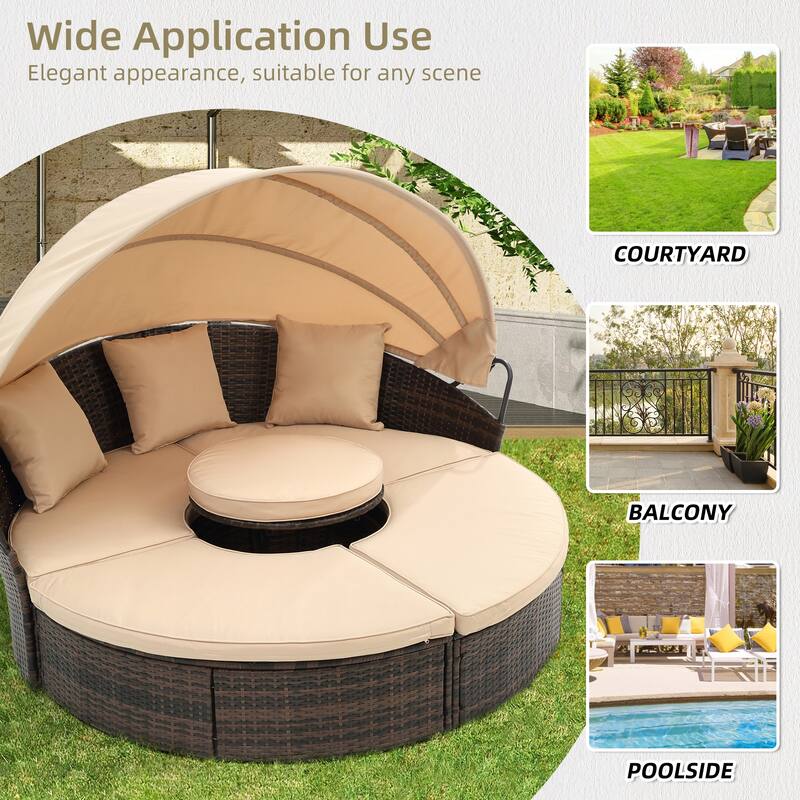 GALDWIN outdoor rattan bed, balcony courtyard sunshade sofa