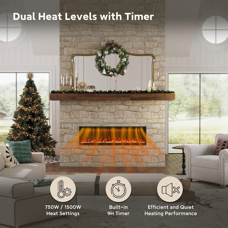 Clihome 42-88" Recessed Wall-Mounted Smart Control Electric Fireplace