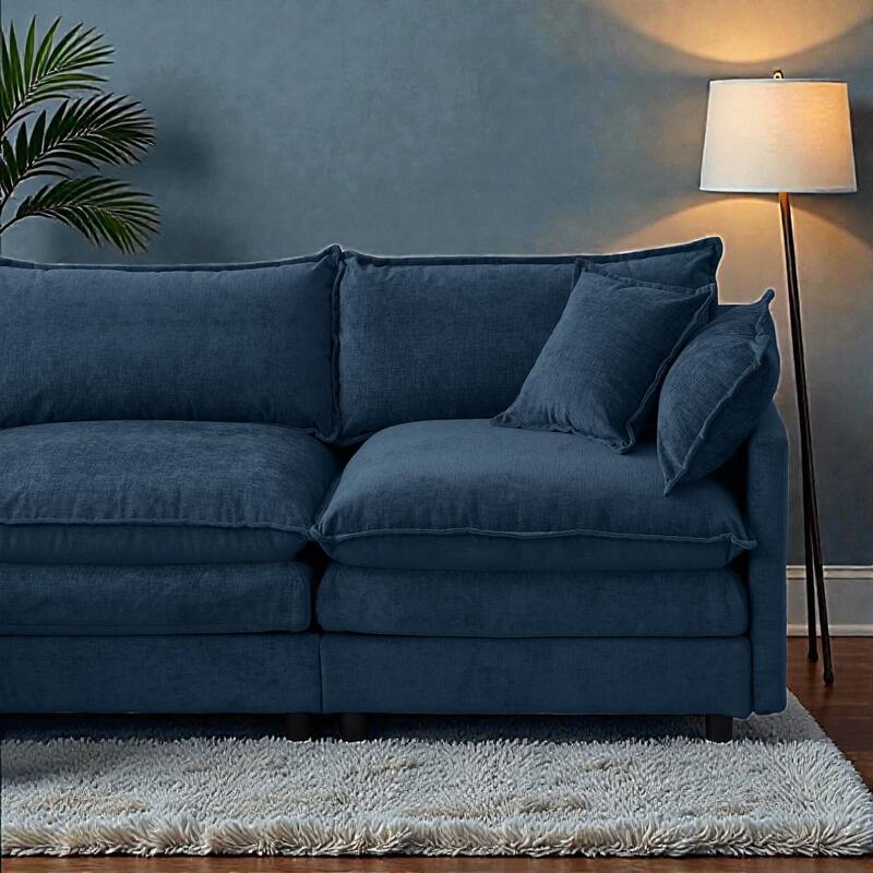 105" L-Shaped Modular Sectional Sofa with Ottoman, Soft Chenille Upholstery, 3-Seater Couch