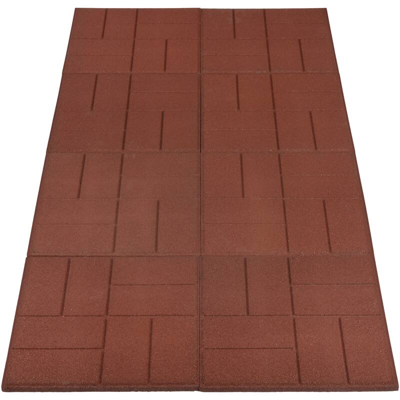 Pure Garden Rubber Deck Tiles 8-Pack - 28SQFT Outdoor Flooring Pavers
