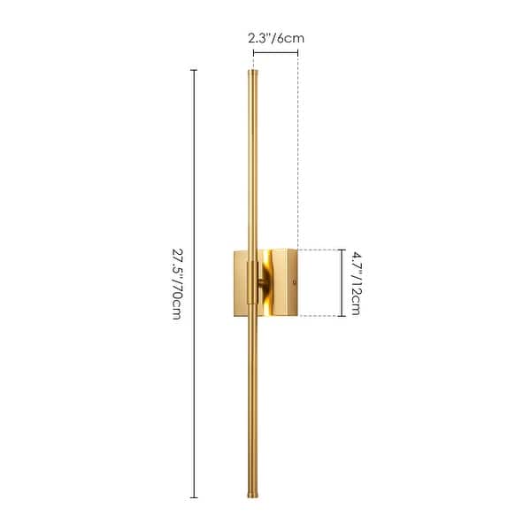 dimension image slide 2 of 13, 1-Light Black/ Gold/ Nickel Modern Long Linear Strip Wall Sconce Dimmable LED Bathroom Vanity Light