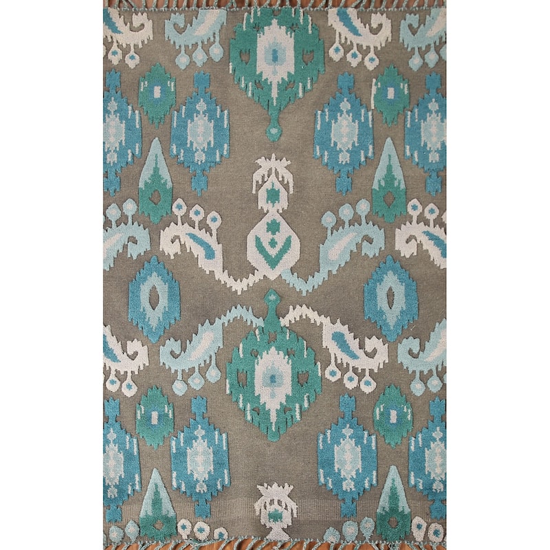 Brown Moroccan Indian Area Rug Hand-Knotted Wool Carpet - 5'1"x 7'11"