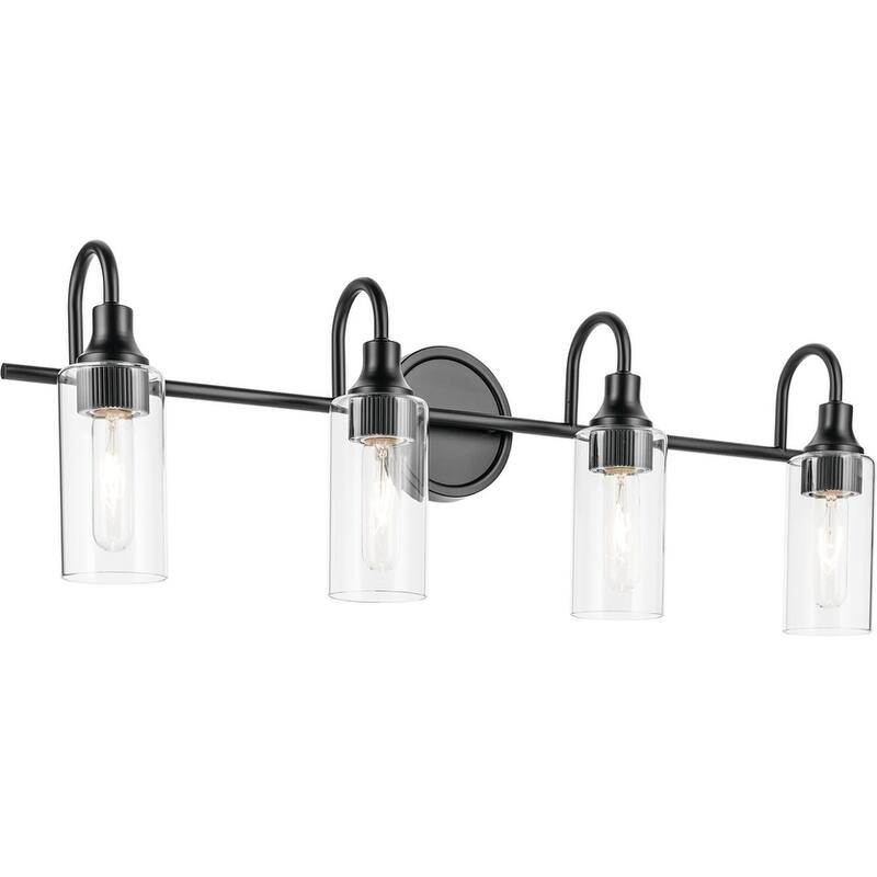 Kichler 55212 Kavi 4 Light 32" Wide Vanity Light with Clear Glass - Black