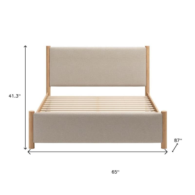 HomeRoots Beige Wood And Upholstery Queen Bed Frame