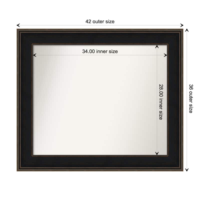 Mezzanine Espresso Framed Non-Beveled Custom Wall Mirror, Bathroom Vanity Mirror - Outer Size: 41.75 x 35.75