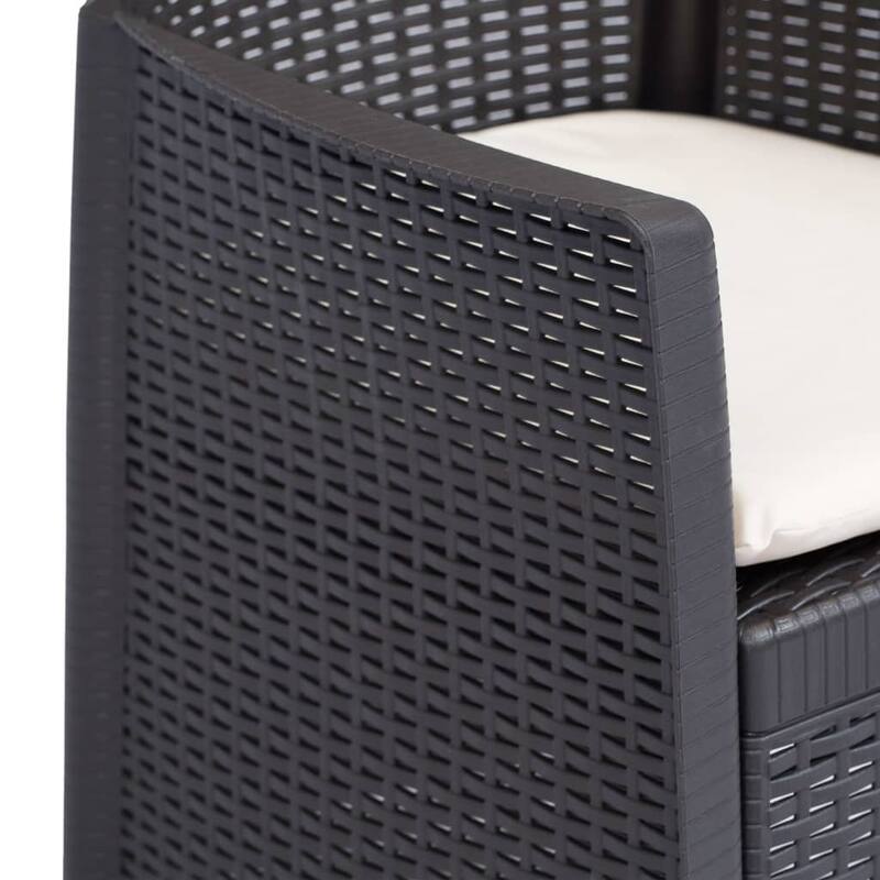 vidaXL Patio Chairs 2 Pcs Dining Single Chair with Cushion Plastic Rattan Look - 23.2" x 22.4" x 35"