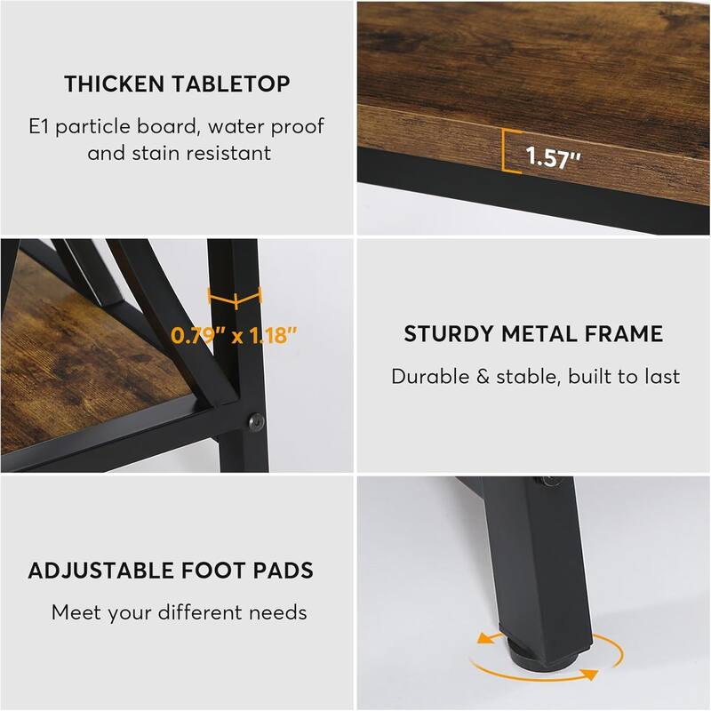 70.9" Extra Long Industrial Console Table Black Metal Frame
