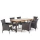 preview thumbnail 2 of 19, Torrens Outdoor Wicker/ Acacia Wood 7-piece Dining Set by Christopher Knight Home