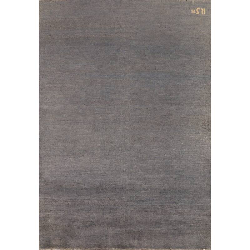 Gray & Blue Gabbeh Modern Foyer Rug Handmade Wool Carpet - 3'5"x 4'10"
