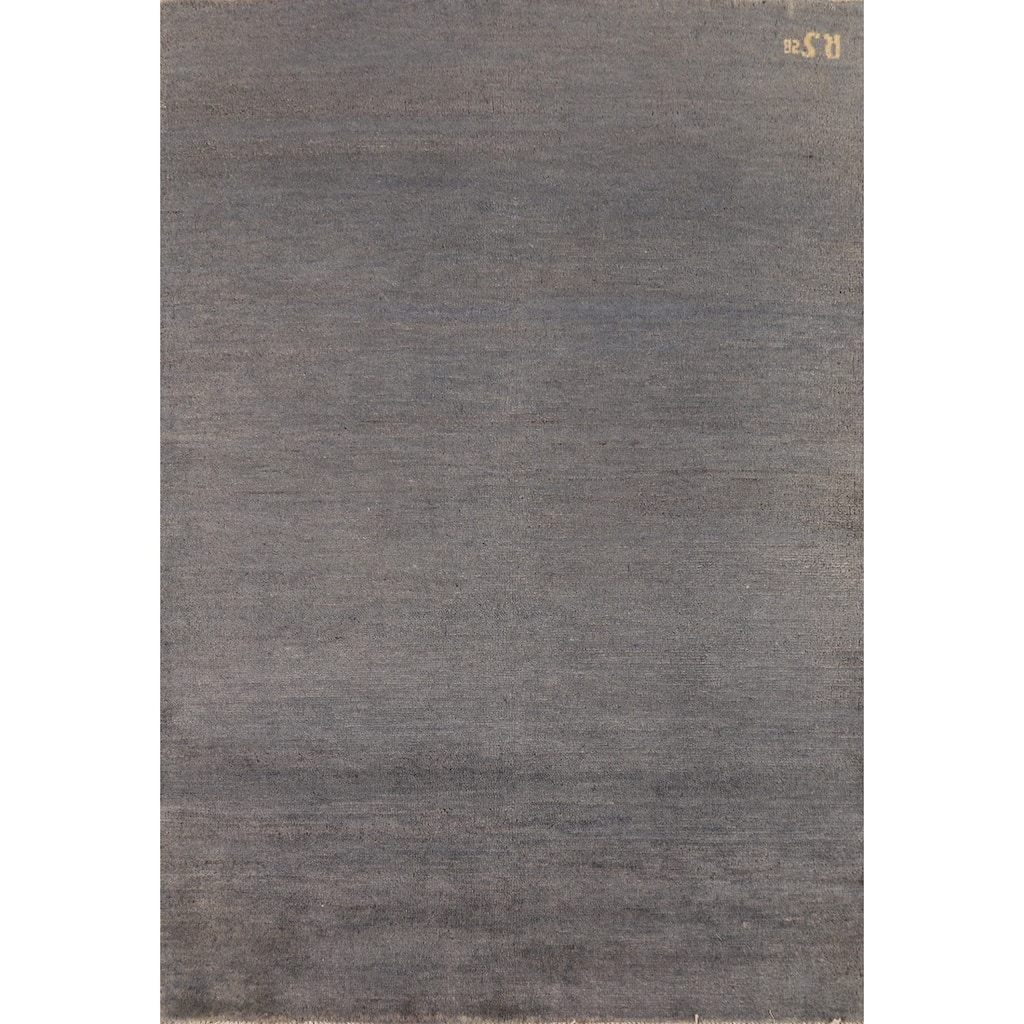 Gray & Blue Gabbeh Modern Foyer Rug Handmade Wool Carpet - 3'5"x 4'10"