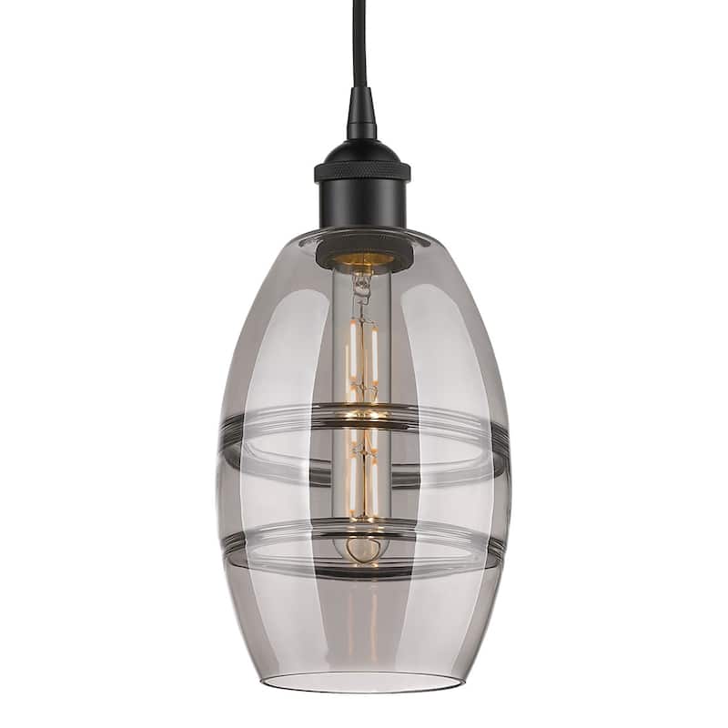 Innovations Lighting 616-1P 8 6 Vaz Pendant Vaz 6" Wide Cord-Hung Mini - Matte Black / Light Smoke