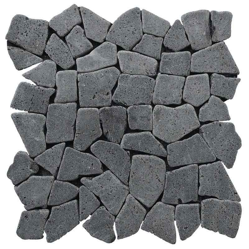 Cruz Bay Studio XR3R Fit Mosaic - 11" x 11" Pebble and Rock Floor and - Black Basalt