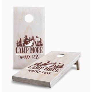 Camp More Worry Less Corn Hole Board Set w Case & Lights