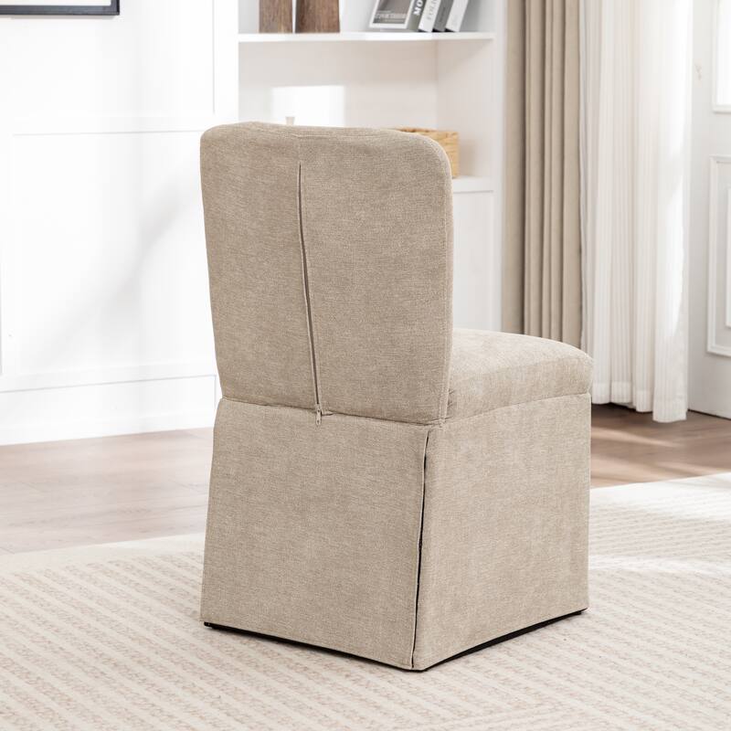 2-Piece Linen Dining Chairs, Modern Fabric Side Chairs,with Padded Seat and Backrest, Upholstered Armless Chairs