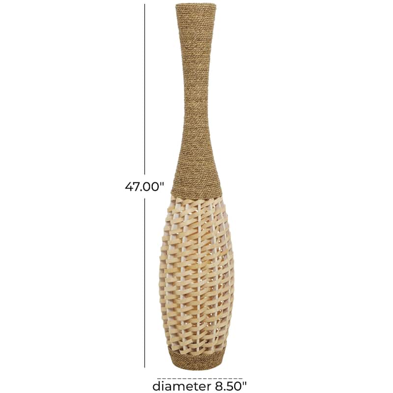 Seagrass Handmade Tall Woven Floor Decorative Vase - Brown - Roche River Decor