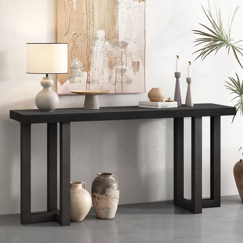 63" Long Console Table with Solid Pine Legs for Entryway Hallway Living Room or Bedroom Use