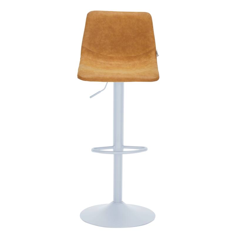 Adjustable Height Bar Stool in Leather Upholstery With White Iron Base Tilbury Collection