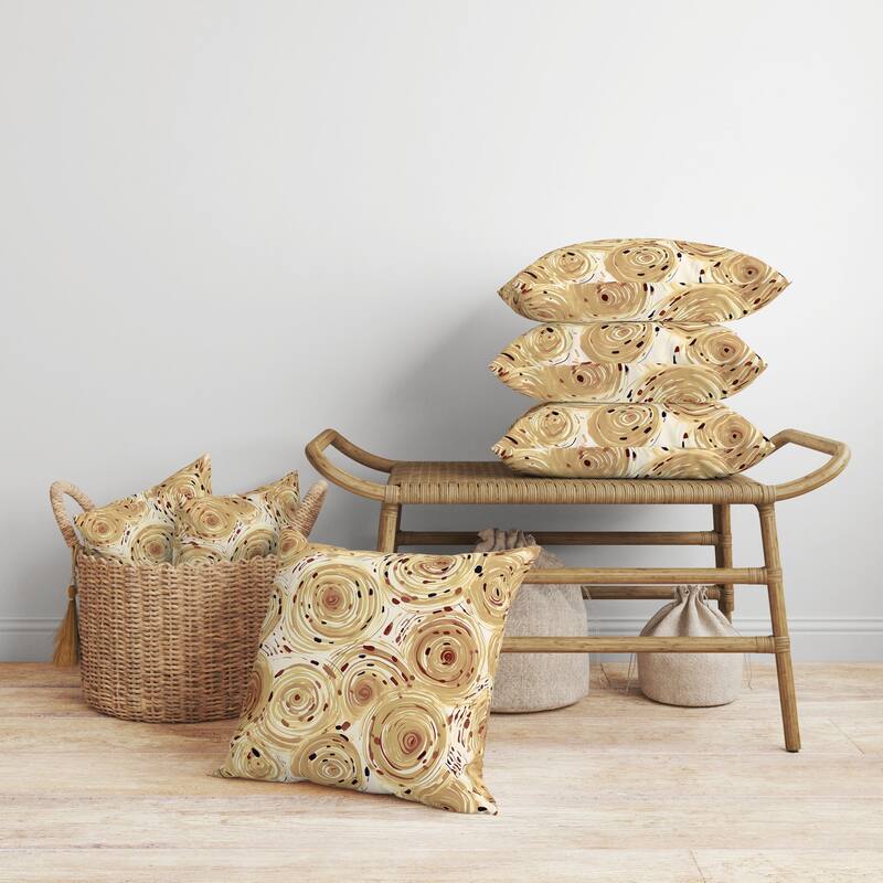 Beige And 0 Twisting Tornado Faux Suede Throw Pillow Zipper