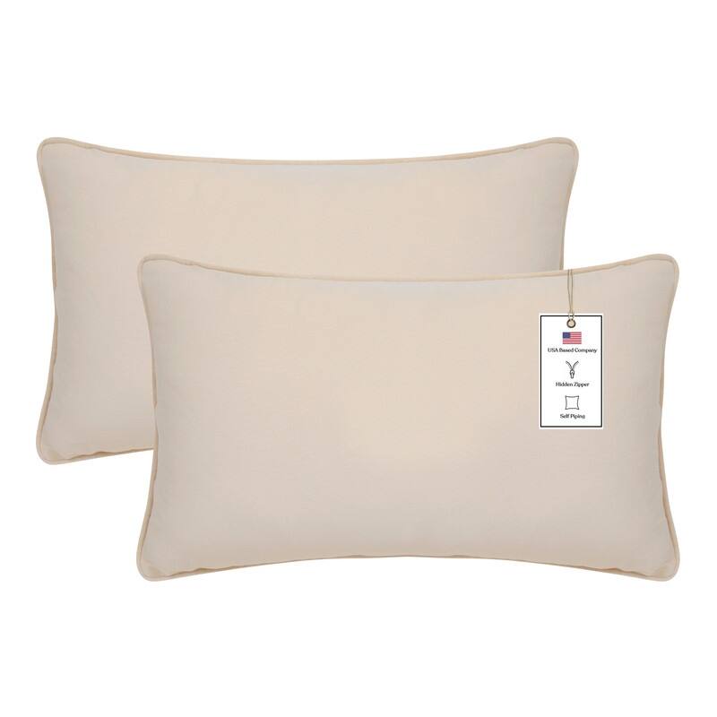 A1HC Set of 2 Luxurious Fine Soft Velvet Throw Pillow Covers Only, For Sofas, Beds, Vibrant Colors and Hidden Zipper - 12x20 Inches (Pack of 2) - Beige