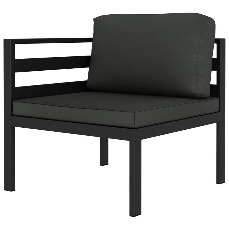 Shina 6pc Outdoor Modular Sofa Set, Black Aluminum Frame, Polyester