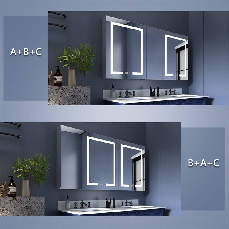 ExBrite 36" x 30" LED Lighted Bathroom Medicine Cabinet with Mirror,Recessed or Surface Mount,Defog