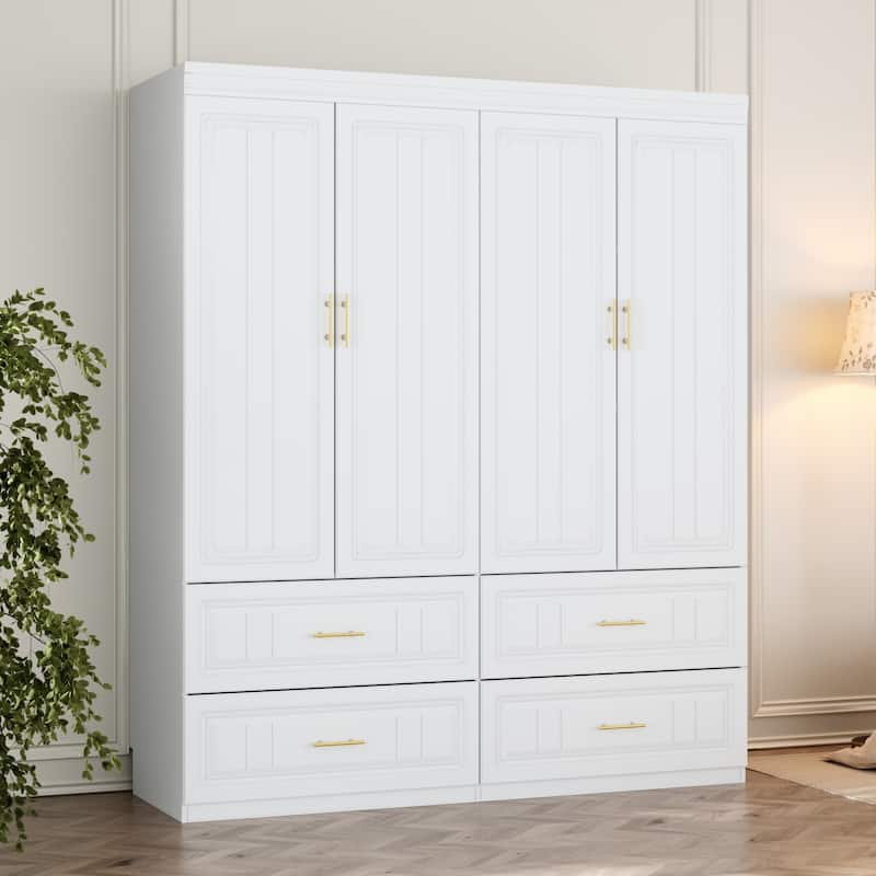 93.9"H/74.2"H Armoires Wardrobe Closet Cabinet Hanging Drawers Storage