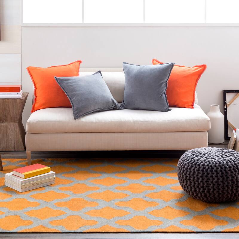 Hand-Woven Ashley Lattice Reverisble Flatweave Wool Area Rug - 5' x 8'