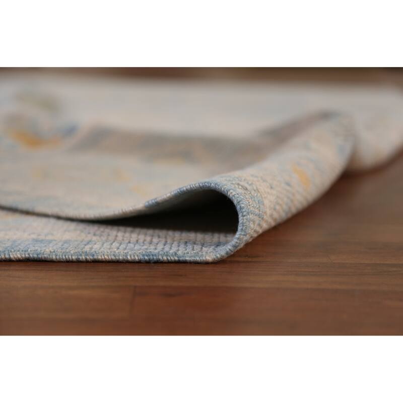 Hand Knotted Oriental 100% Wool Carpet Transitional All-Over Navy Blue & Blues Oushak Area Rug - 11' 2'' X 8' 5''