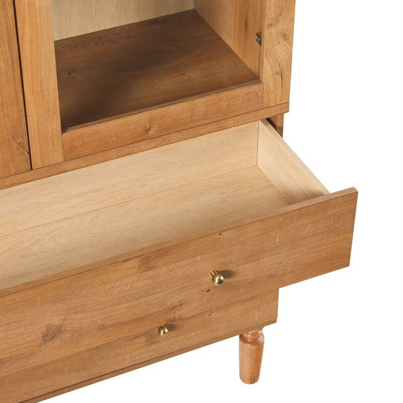 Walker Edison Modern Arched MDF Bookshelf Cabinet with Glass Doors