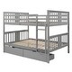 preview thumbnail 28 of 32, Elegant Full over Full Bunk Bed Wooden Kids Bed with Two Storage Drawers,Ladder,Guardrails for Bedroom