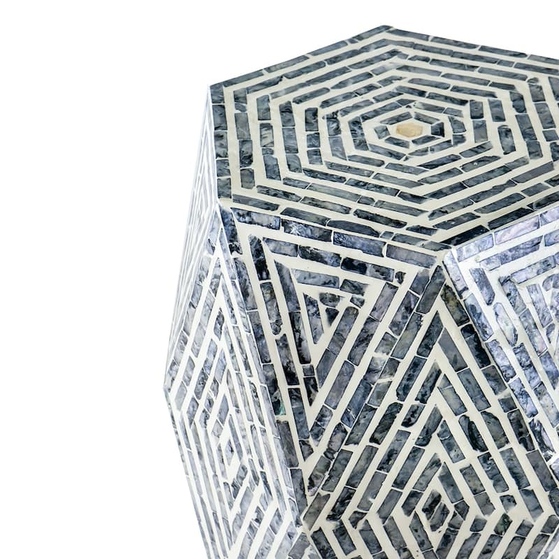 GDFStudio - Olivia Modern Cylindrical Garden Capiz Stool & Accent Side Table