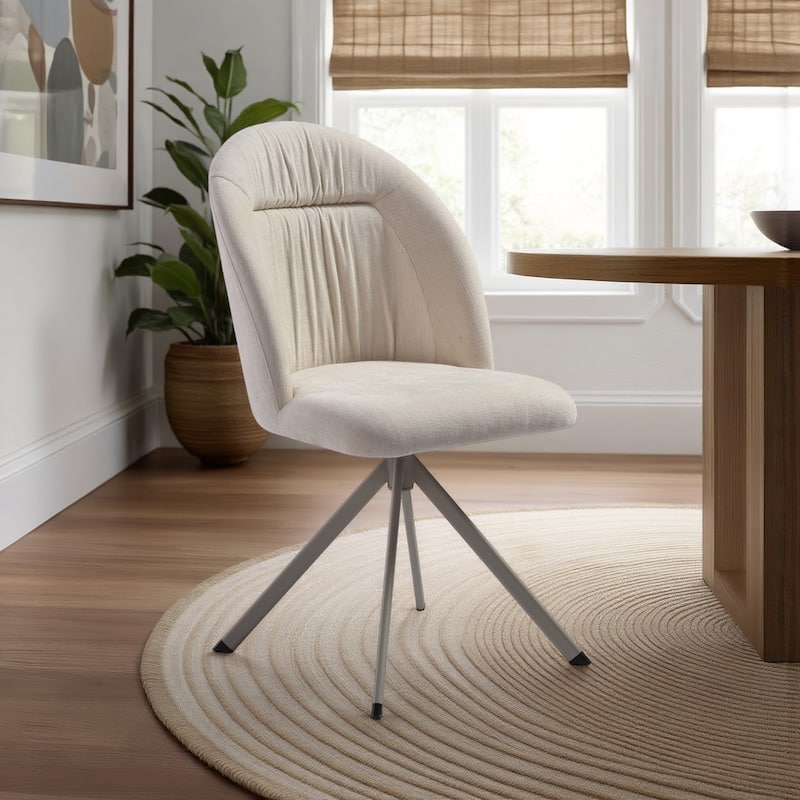 Hallie Contemporary Swivel Curved Back Upholstered Dining Chair - Set of 2 - Beige