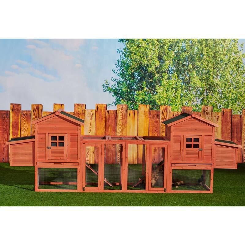 Chicken Coop Duplex with Outdoor Run,Easy To Assemble