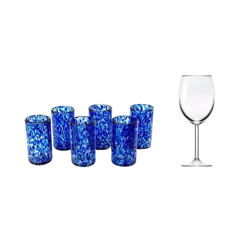 NOVICA Artisan Handblown Juice Glasses Recycled Blue Mexican Drinkware 'Marine'(Set Of 6) - 4.3* 2.4