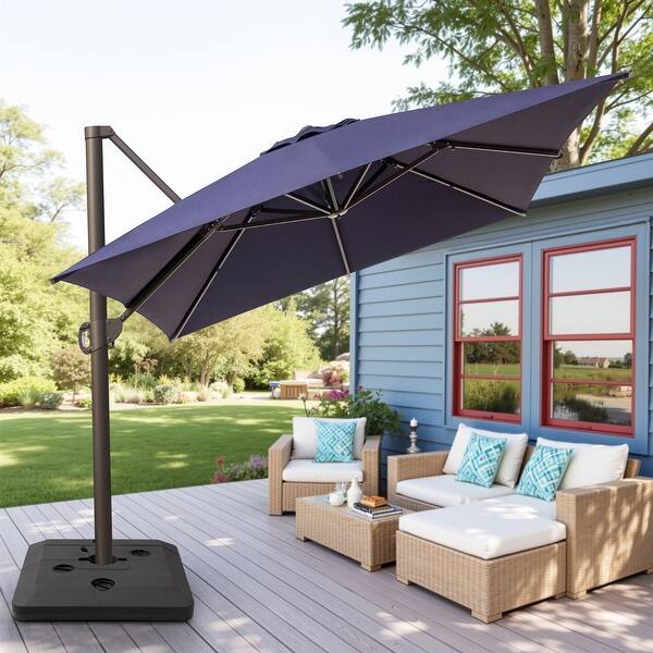 13 ft x 10 ft Outdoor Aluminum Patio Cantilever Offset Umbrella with Base 13 ft x 10 ft Outdoor Aluminum Patio Cantilever Offset Umbrella with Base