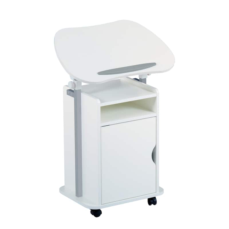 Rolling Laptop Cart Sit-to-Stand with Adjustable Height & Storage