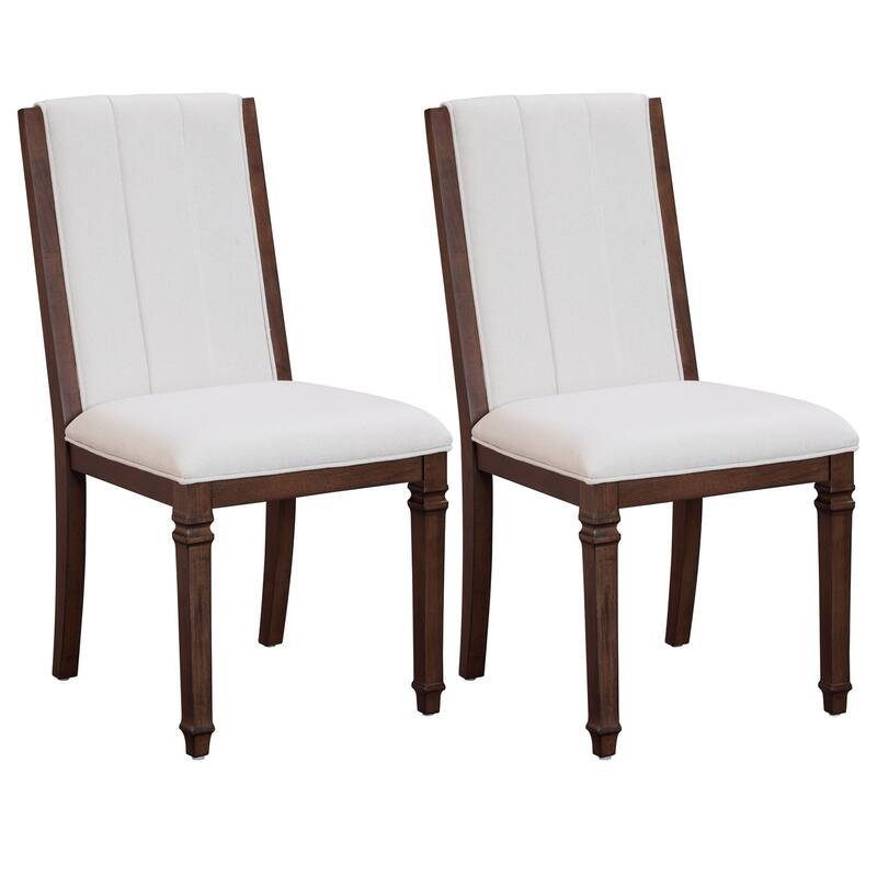 Farmhouse Dining Chair and Bench Set, Solid Wood Upholstered Armless Chair and Dining Bench with Turned Legs